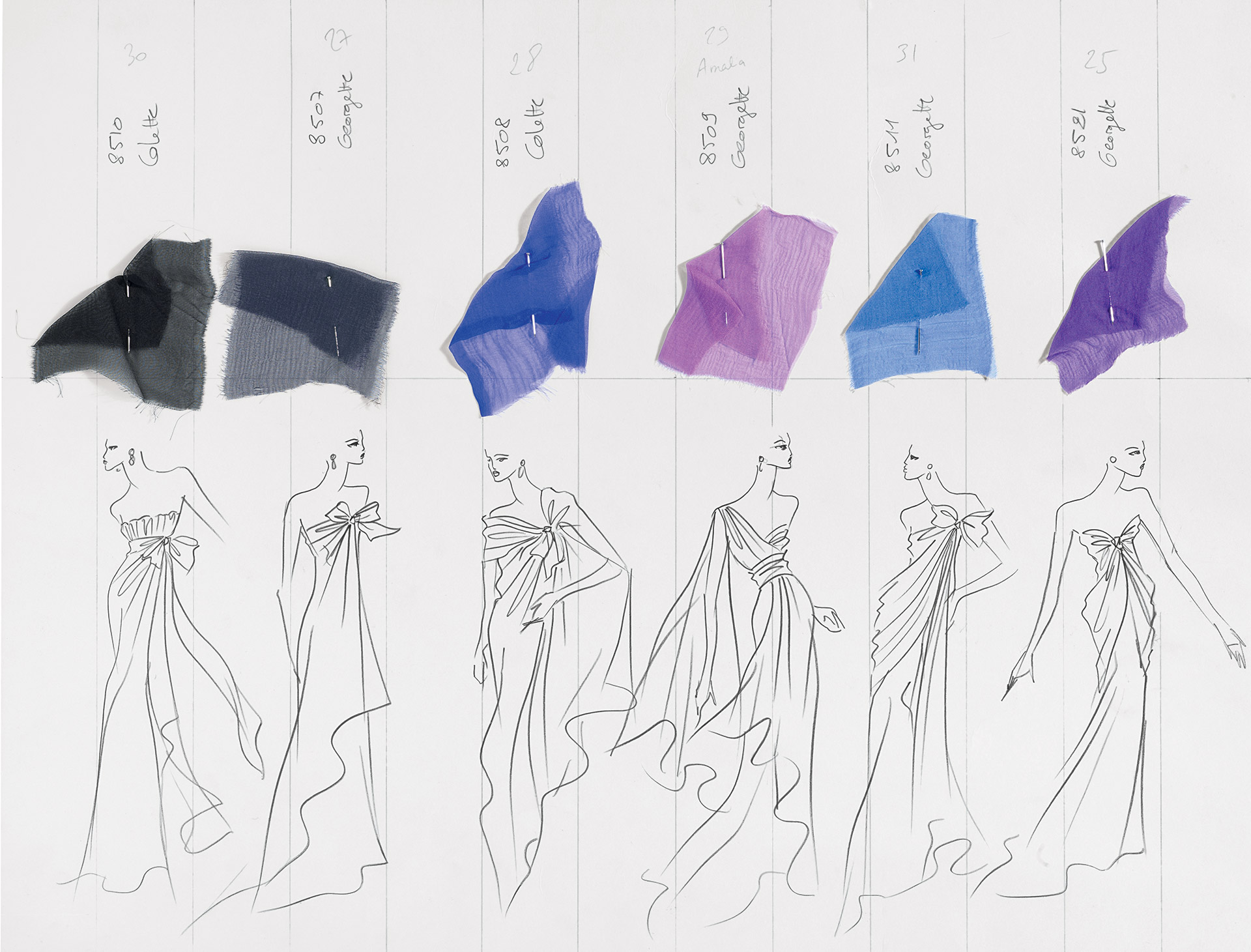 Yves Saint Laurent (1936-2008) planche de Collection, Collection haute couture printemps-été 2002 © Yves Saint Laurent